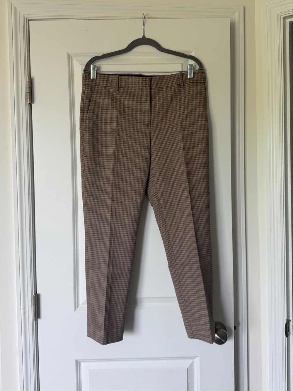 Theory Women's Yellow Plaid Ankle Pants